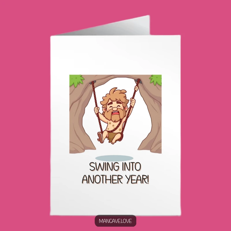 Free Printable Caveman Birthday Card: Funny Club Swing Downloadable Gift for Him