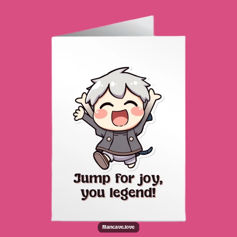 Free Printable Congrats Card: Excited Character Jumping - Hilarious Downloadable Gift!