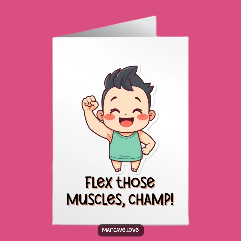 Free Printable Congrats Card: Tiny Bicep Flex Funny Downloadable Gift