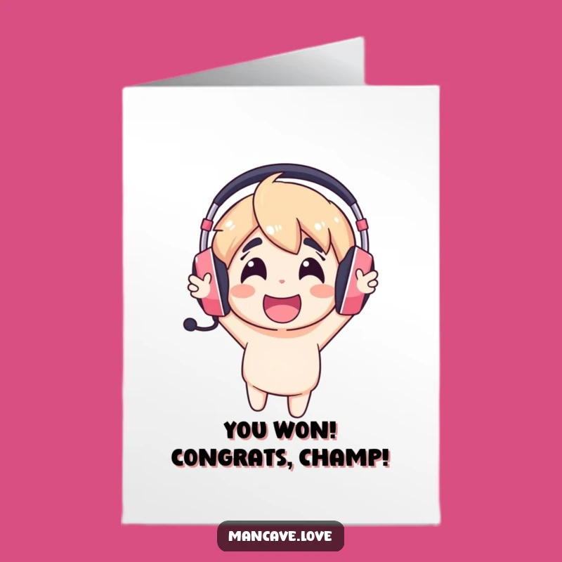 Free Printable Gaming Congratulations Card - Cheerful Headset Downloadable Victory Cheers
