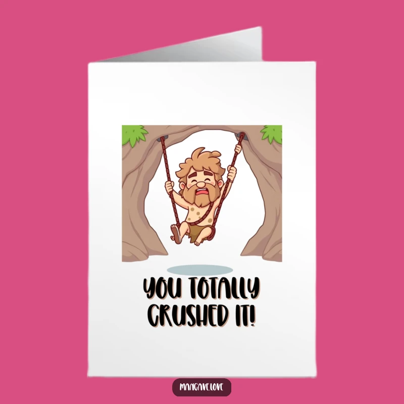 Free Printable Caveman Card: Funny Club Swing Congrats Downloadable Gift