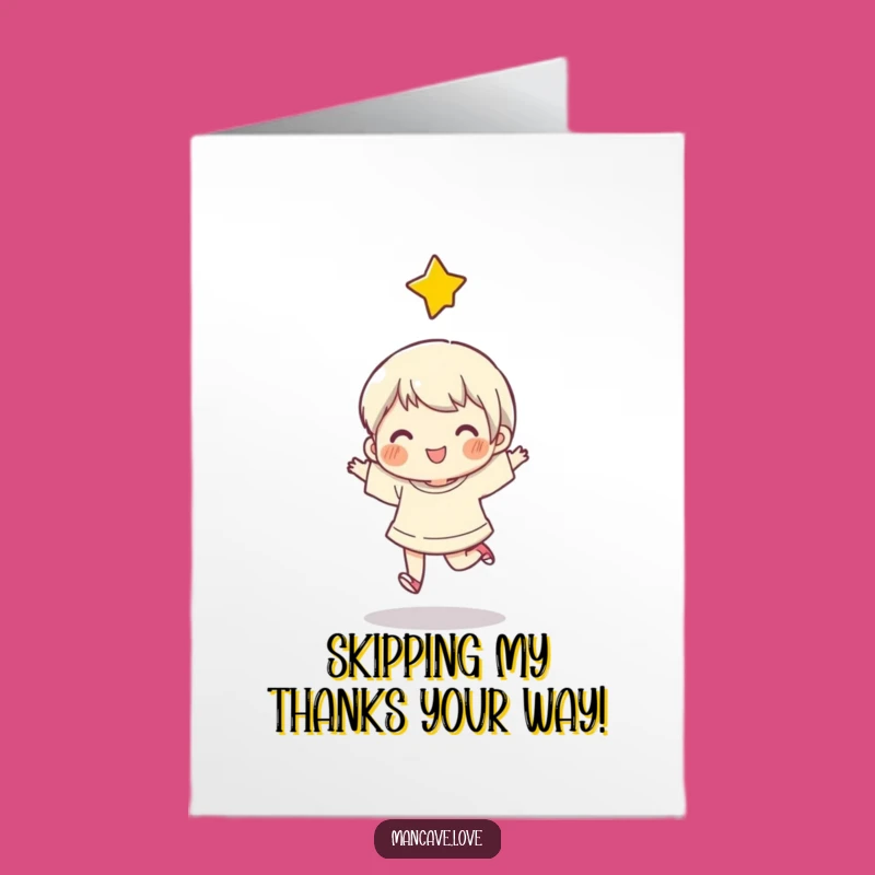 Free Printable Thank You Card: Funny Skip Character Star Gratitude Downloadable Gift