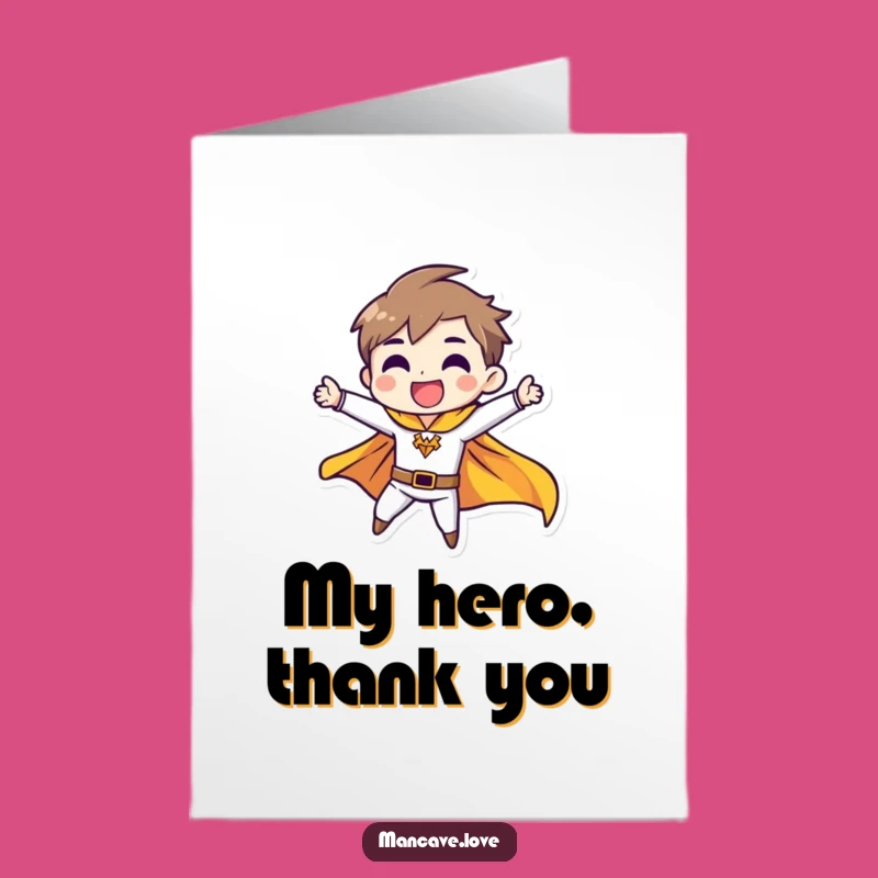 Free Printable Thank You Card: Heroic Pose Funny Downloadable Gift
