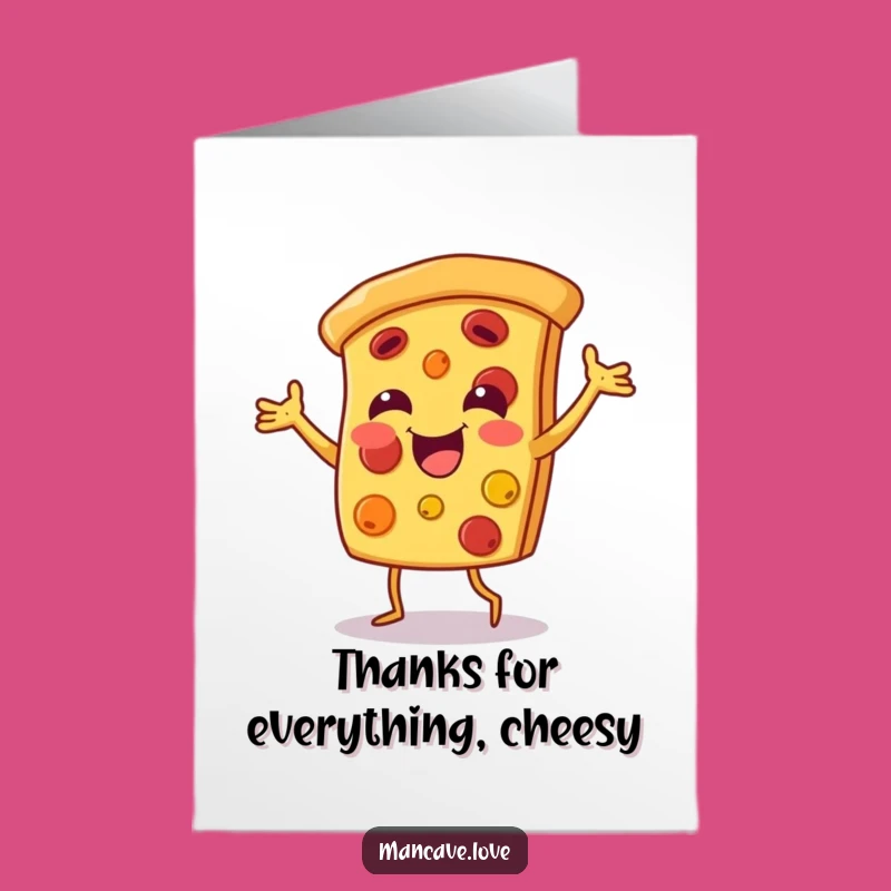 Free Printable Pizza Thank You Card - Dancing Slice Downloadable Gratitude Treat
