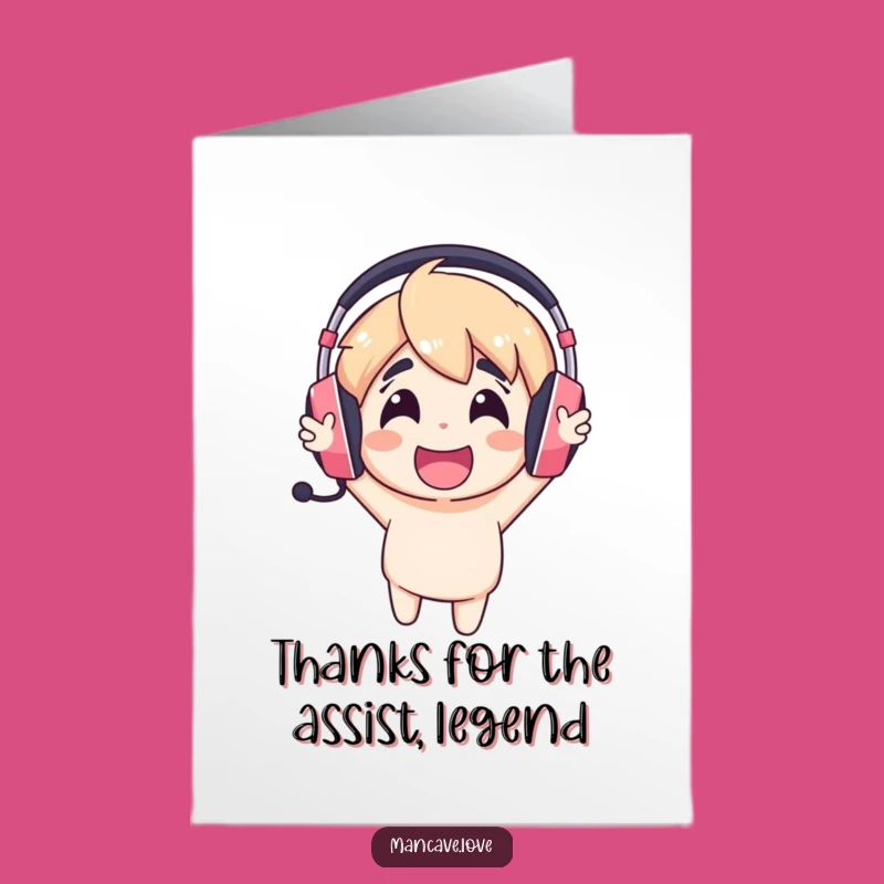 Free Printable Gaming Thank You Card - Cheerful Headset Downloadable Gamer Gratitude
