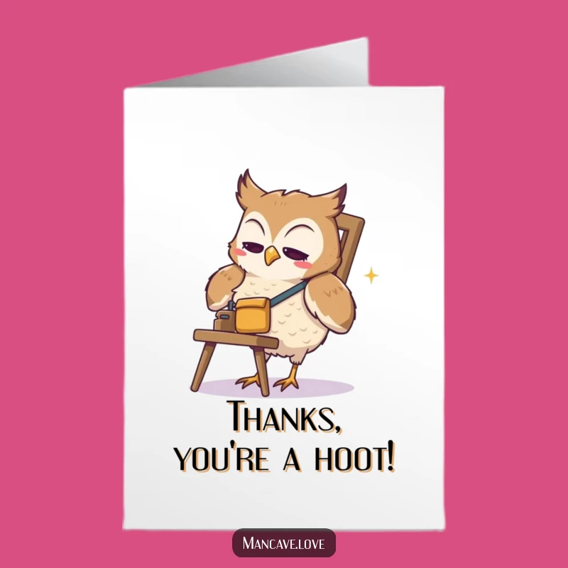 Free Printable Thank You Owl Card: Funny DIY Downloadable Gift for Handyman