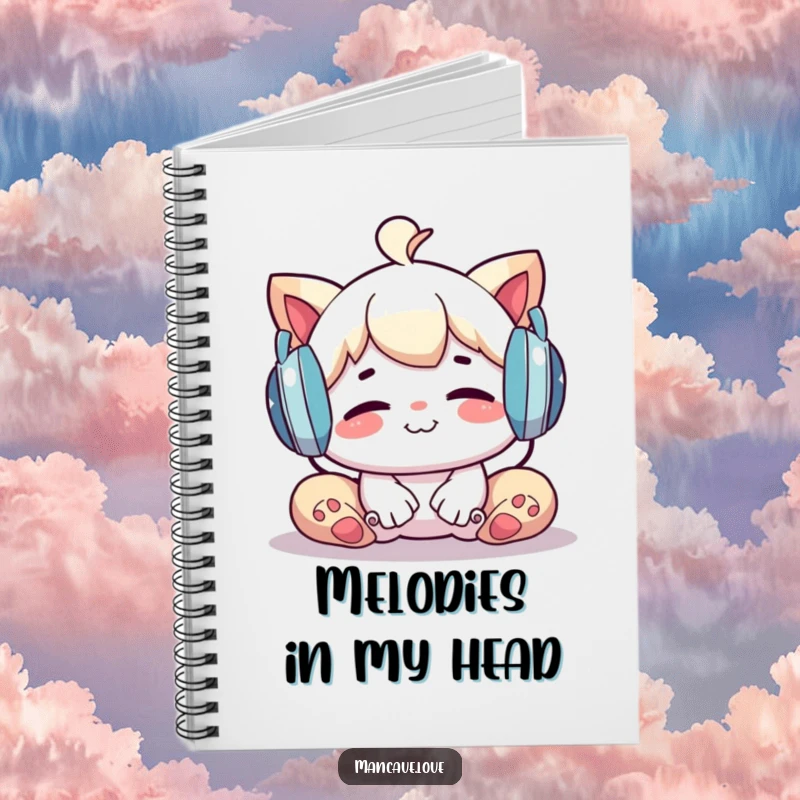 Funny Notebook: A character relaxing with headphones, ideal for notes and musical ideas, a delightful funny gift.