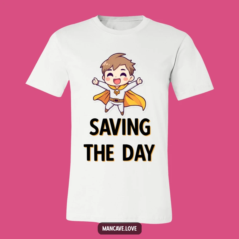 Funny Heroic Pose T-Shirt: Fluttering Cape Tee, Gift for Brave Souls