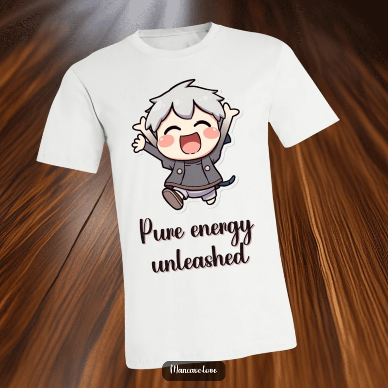 Funny T-Shirt: An animated character captured mid-jump, conveying infectious excitement and playful energy, a great funny gift.