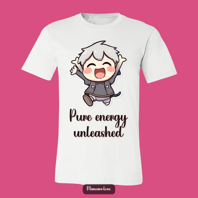 Funny T-Shirt: Excited Character Hilariously Jumping with Boundless Energy