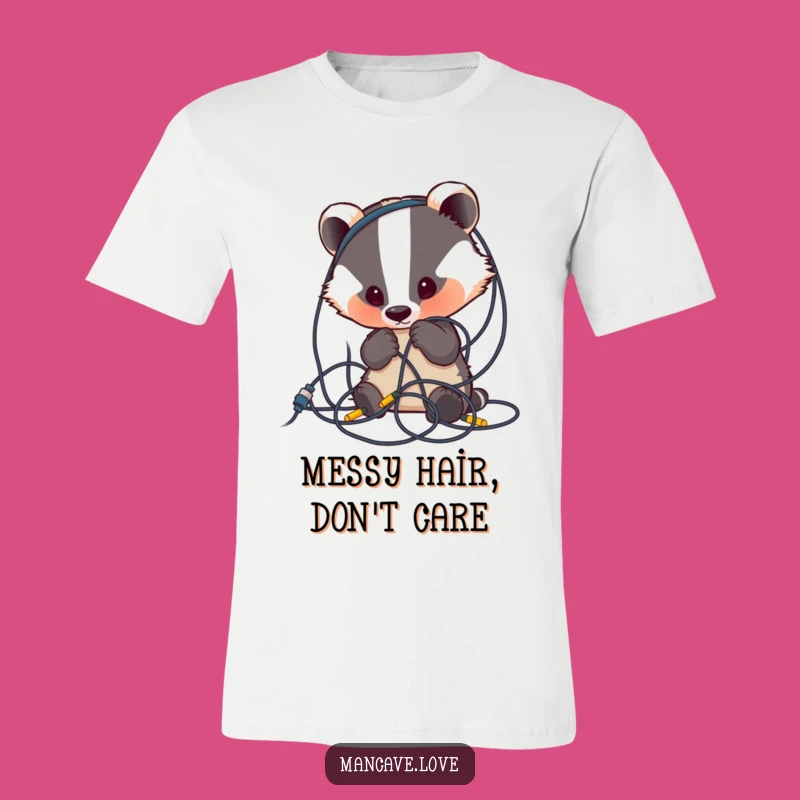 Funny Badger Wire Mess T-Shirt: Curious Character Design, Great Humorous Gift
