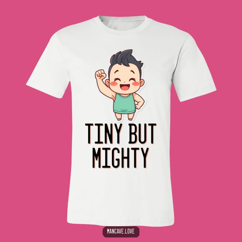 Funny Flexing Character T-Shirt: Tiny Bicep Tee, Motivation Humor Apparel
