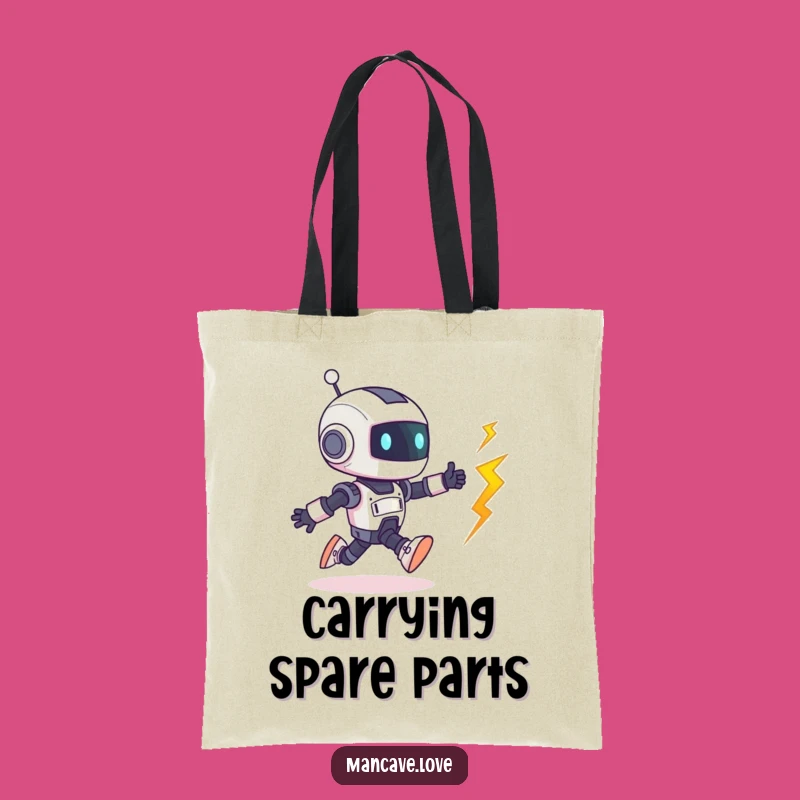 Funny Robot Bolt Chase Tote Bag: Playful Accessory, Perfect Humorous Gift for Daily Errands
