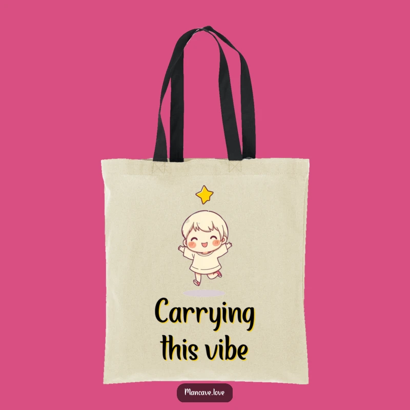 Funny Happy Skip Star Tote Bag: Durable Character Carryall, Delightful Funny Gift