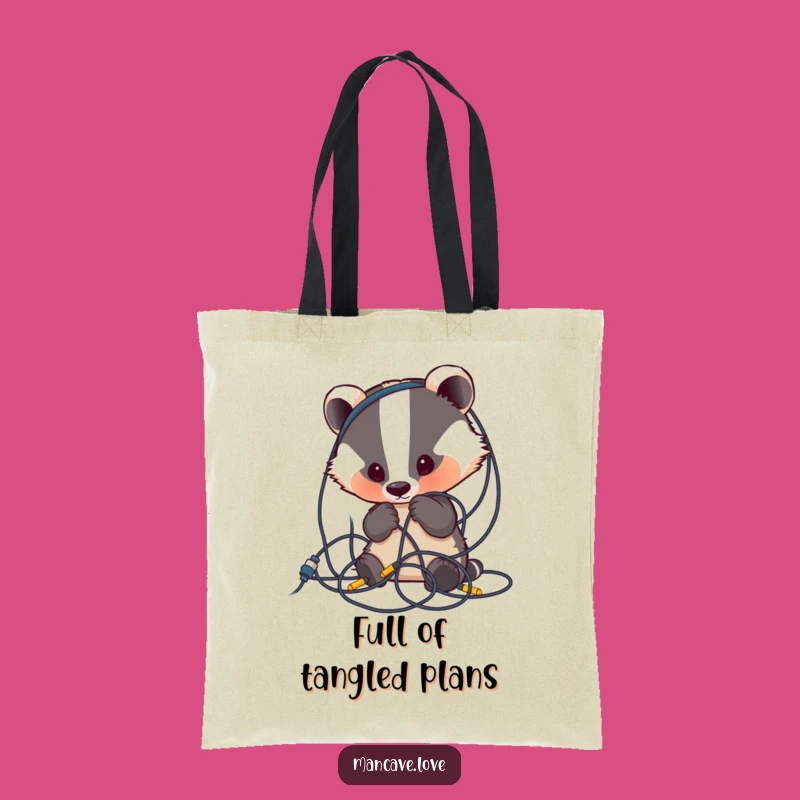 Funny Badger Wire Mess Tote Bag: Curious Accessory, Perfect Humorous Gift for Shoppers