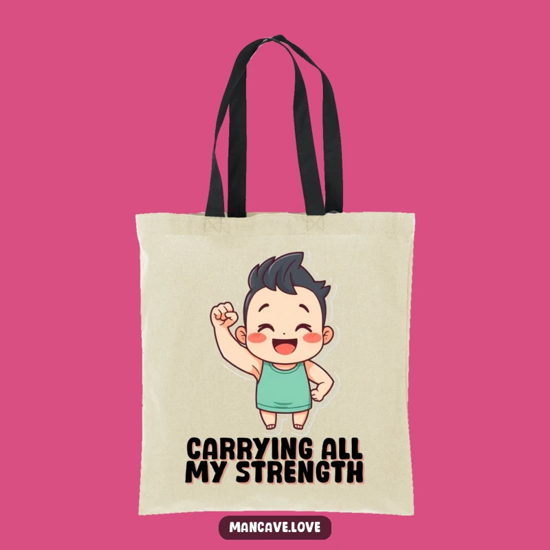 Funny Flexing Character Tote Bag: Cute Bicep Accessory, Perfect Gym Gift