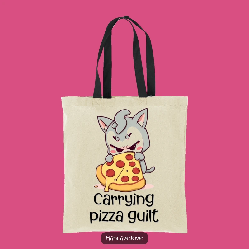 Funny Mischievous Pizza Tote Bag - Sneaky Carry-All, Charming Funny Gift for Pizza Runs