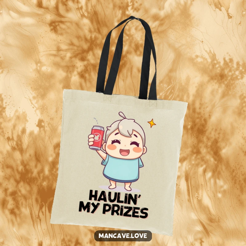 Funny Tote Bag: A cheerful character raising a soda can in a toast, ready to bring celebratory vibes anywhere.